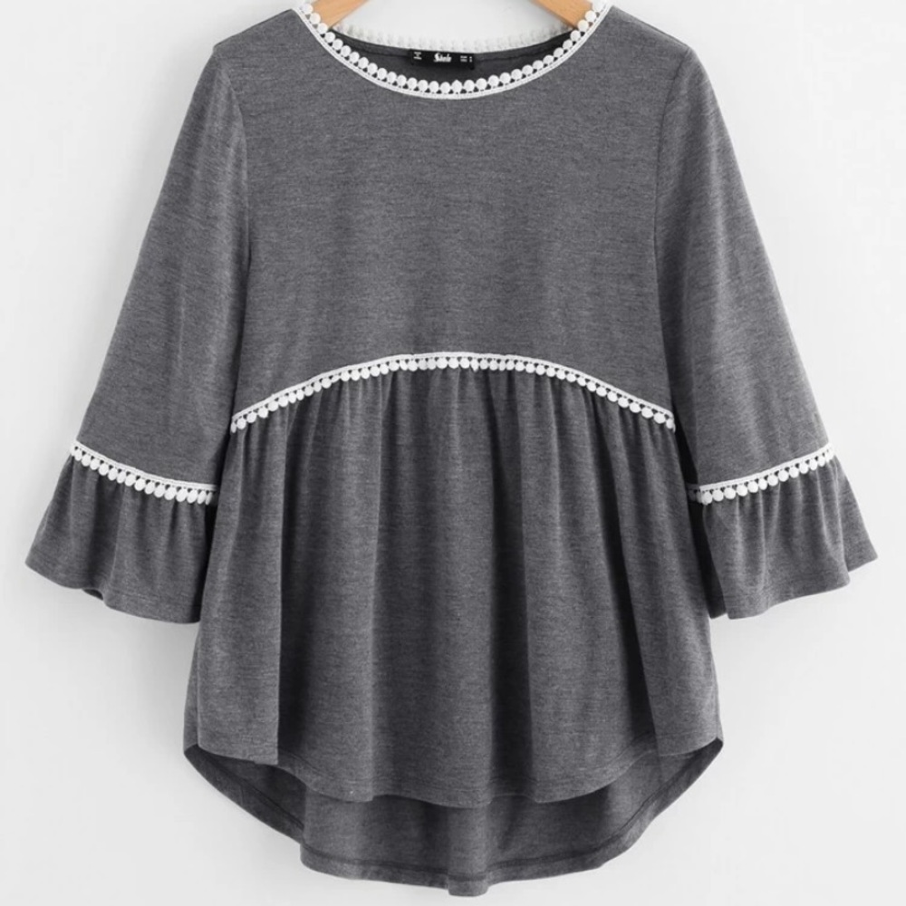 SHEIN Crochet Trim Smock Top